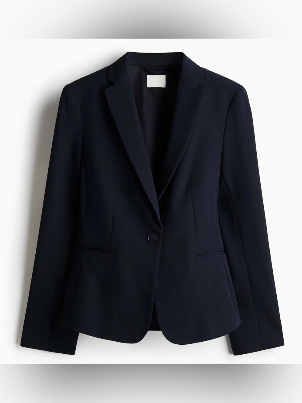 H&M Navy Blue Fitted Blazer Women’s Medium Single Breast Button Front Lined Suit